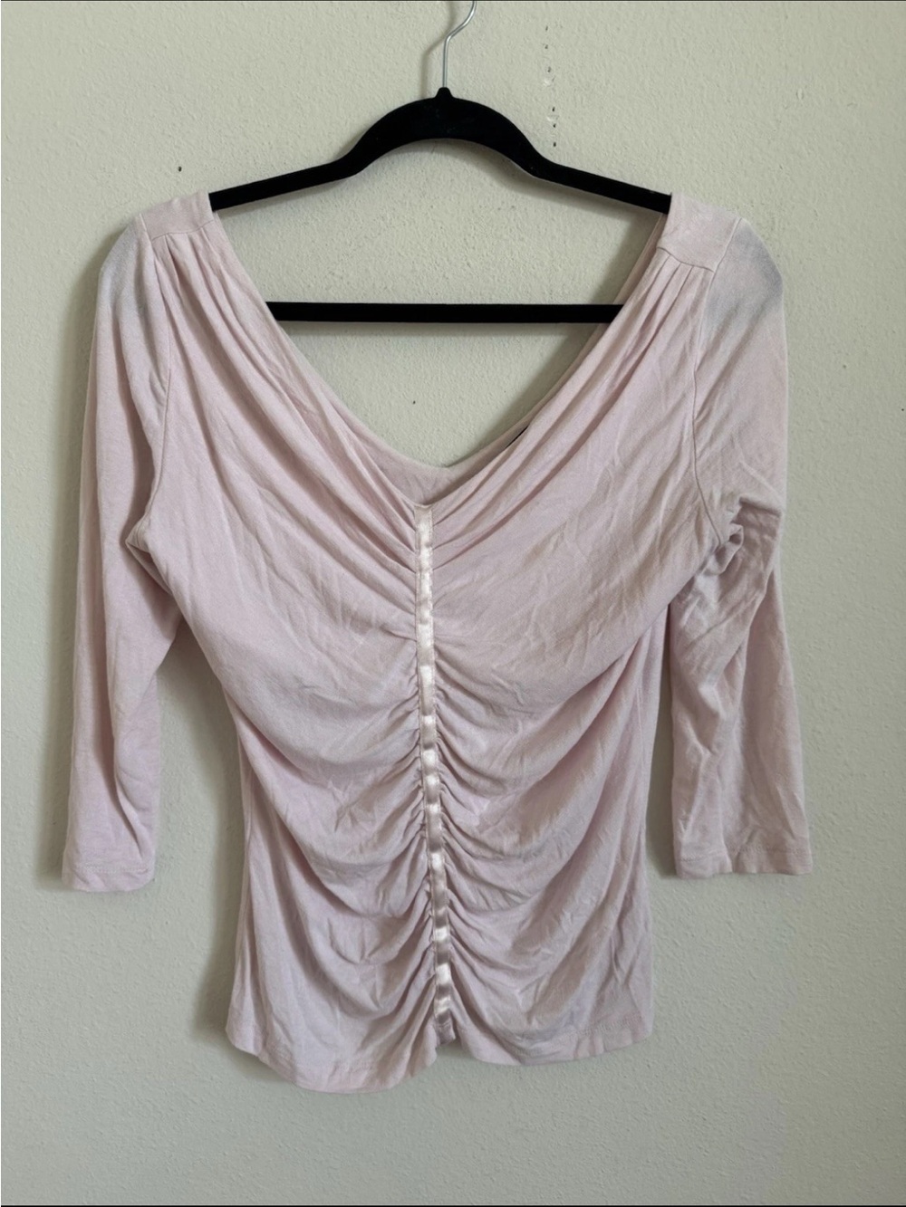 Vintage Y2K 2003 Baby Pink The Limited Ruched Ballet Core 3/4 Sleeve Top L